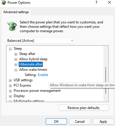 Disable wakte timers