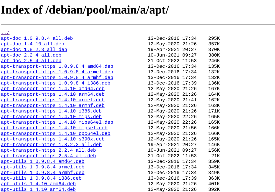 index of debian pool