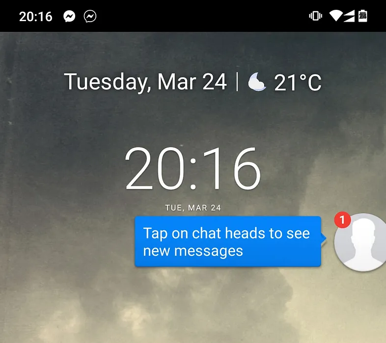 FB messenger chat head on Android screen
