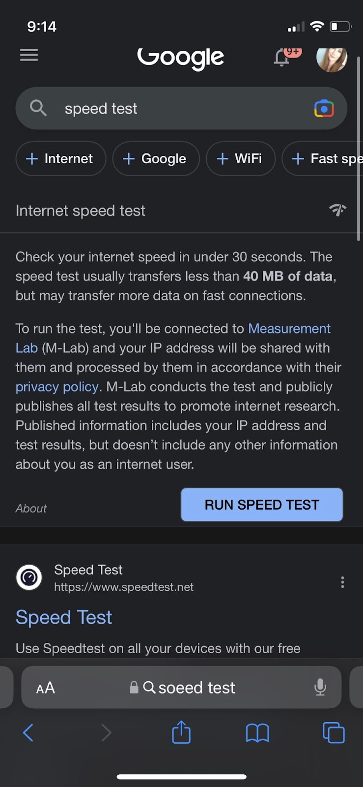 speed test