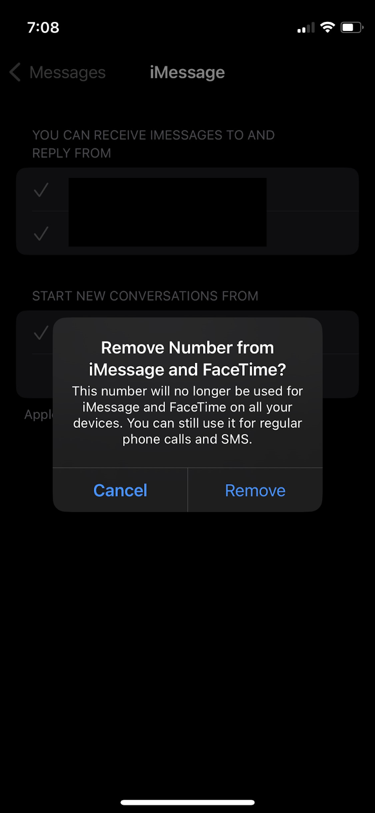 remove number from iMessage and FaceTime option - troubleshooting tap to download not working issue