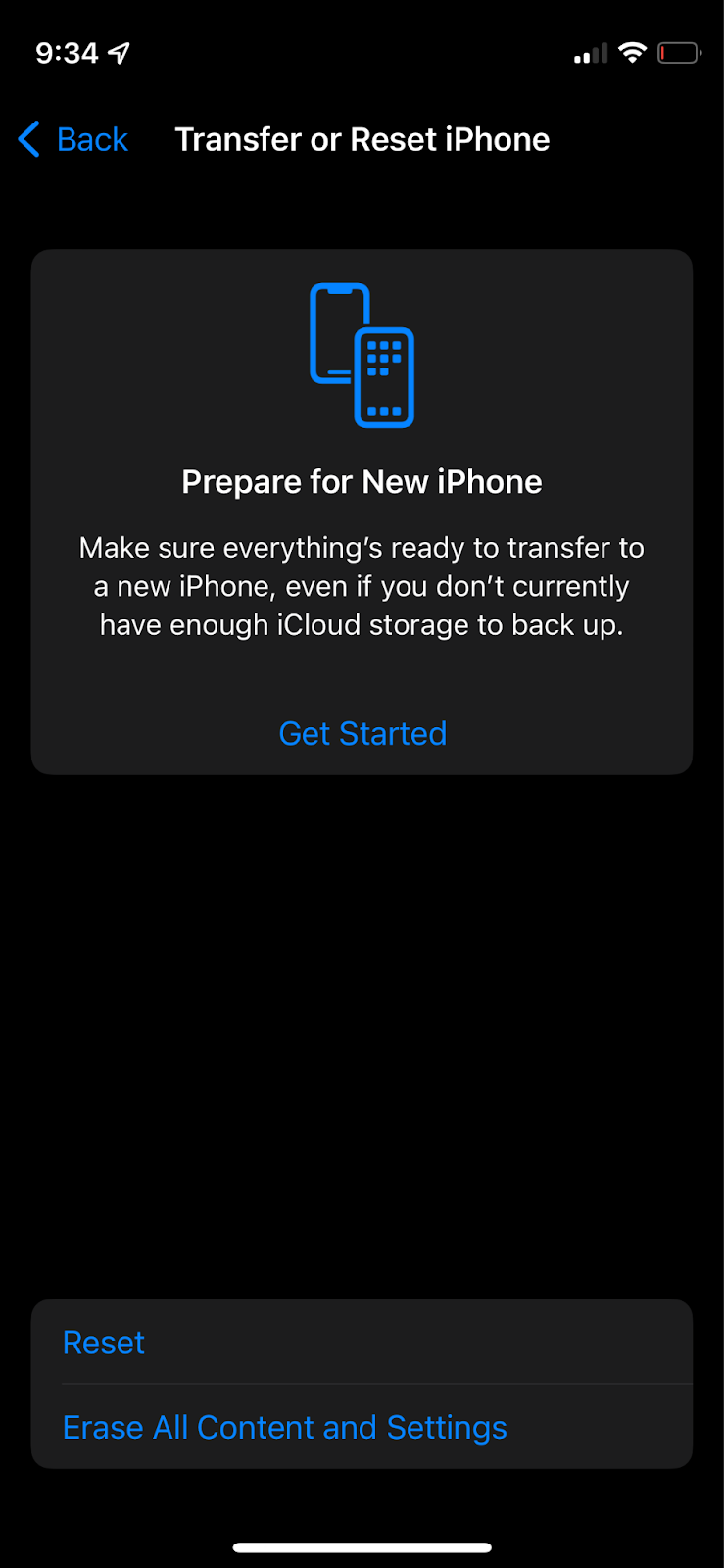 backup data and factory reset your iPhone