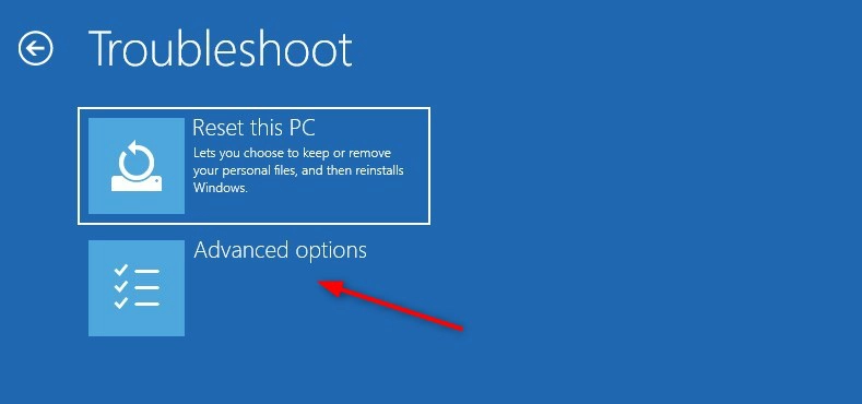 troubleshoot option to repair error