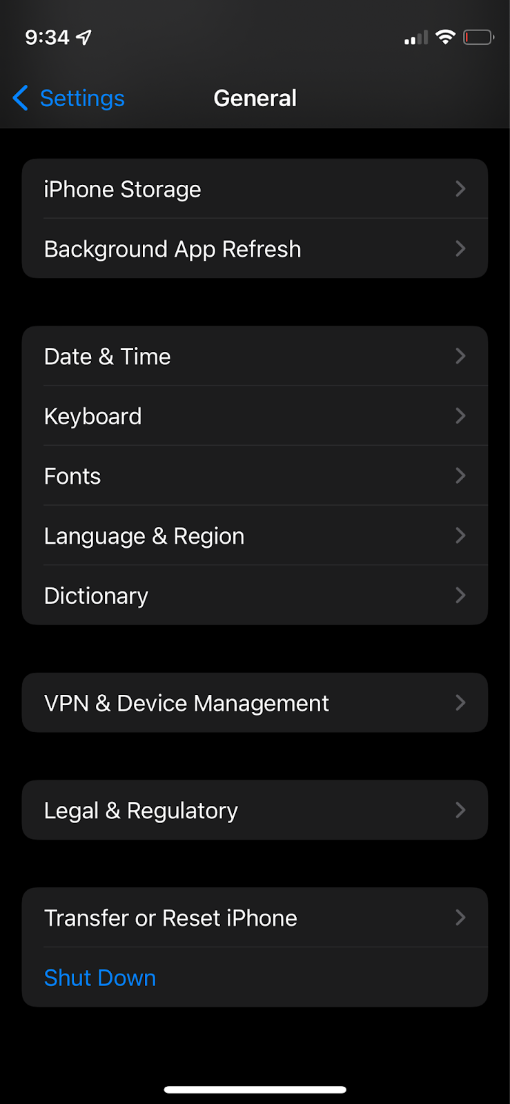 transfer or reset iPhone network setting