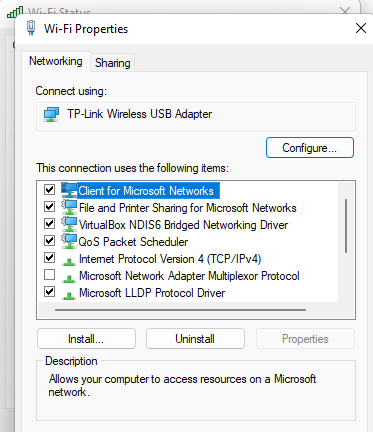 selecting TCP/IPv4 to change DNS server