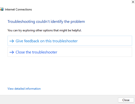using troubleshooter to solve internet connections