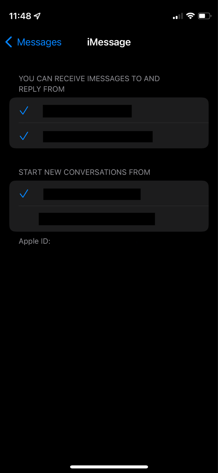 resetting iMessage settings