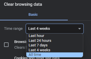 clear browsing data - all time