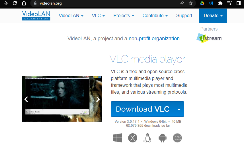 videolan landing page