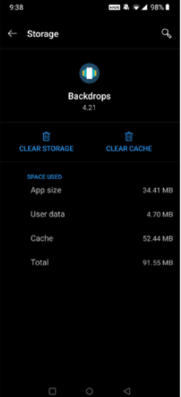 clear storage or clear app data