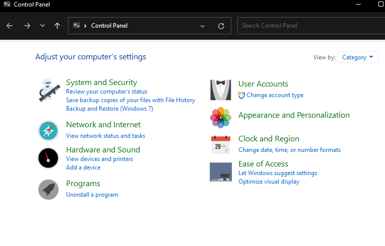 change HT mode - control panel - network status