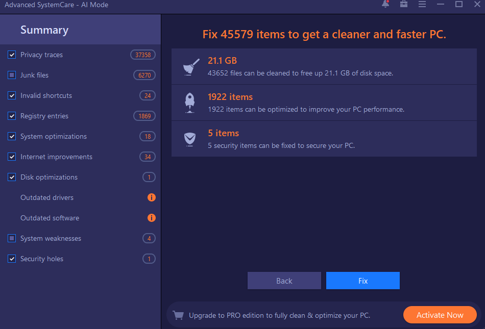fix issues using Advanced SystemCare 15