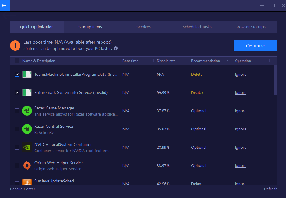 quick optimization mode