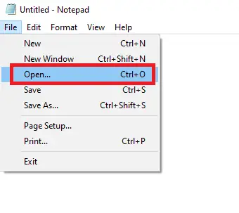 Open file in Notepad
