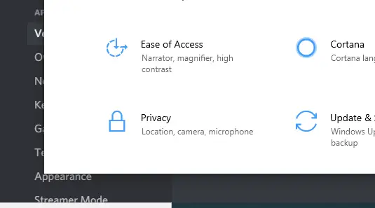 Select Privacy from Windows Settings