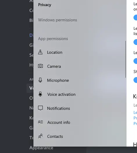 Select Microphone from App permissions