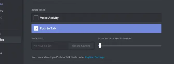 Tick the box to activate Push Talk on Discord