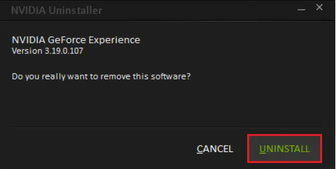 Confirming GEForce Experience uninstall