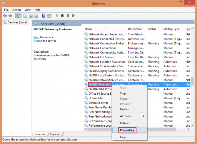 selecting telemetry container properties