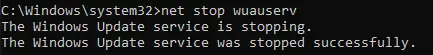 wuauserv stopped successfully