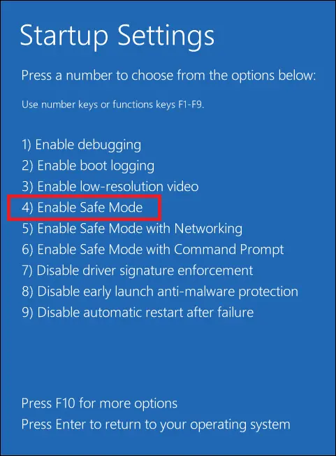 enabling safe mode