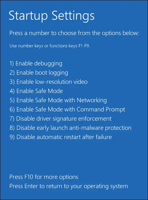 Windows Safe Mode options