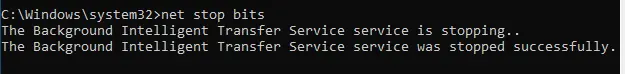 BITS stopped successfully