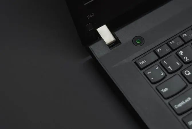 Close up of laptop power button