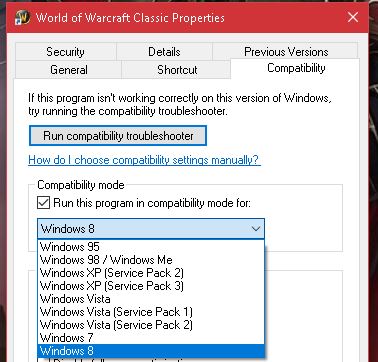 Run program in compatibility mode