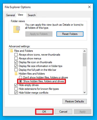 showing hidden folders