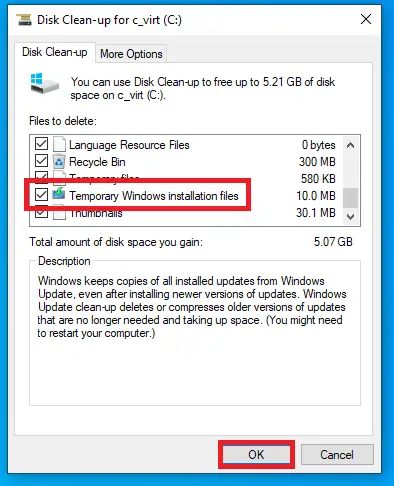 deleting previous installation files