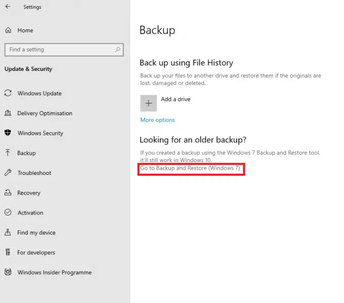 opening backup and restore