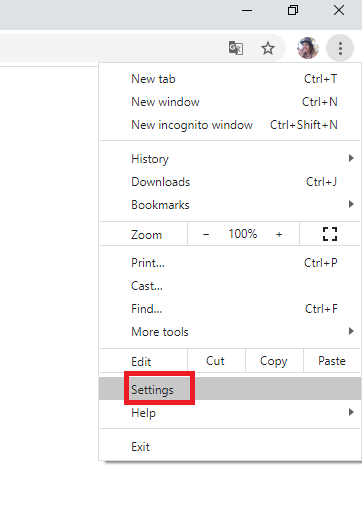 opening chrome settings