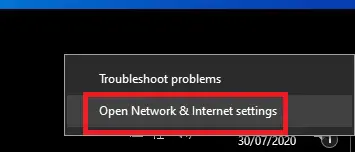opening network&internet settings