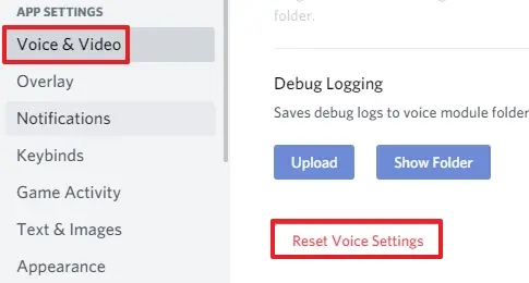 Reset voice settings under voice and video in Discord.
