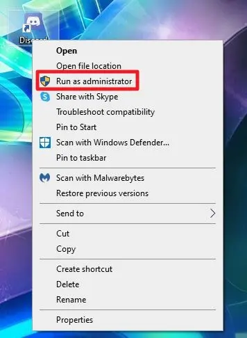 How to run Discord as an administrator once.