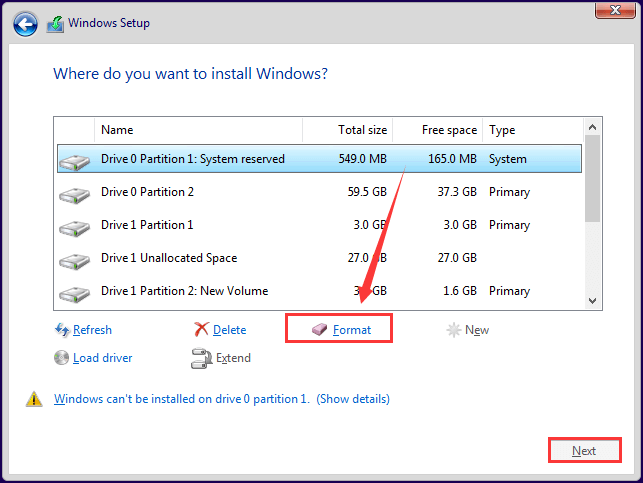 How to Format a Drive from Windows Installation Media