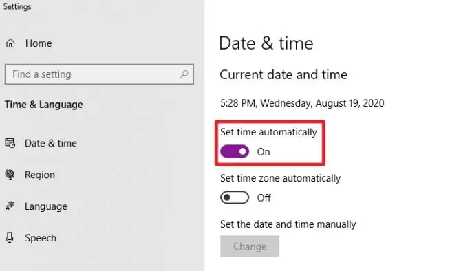 How to Set Date & Time Automatically in Windows 10