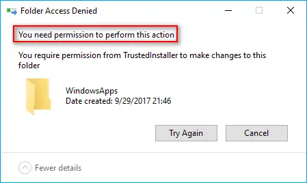You require permission from TrustedInstaller error message