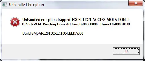 exception format access violation