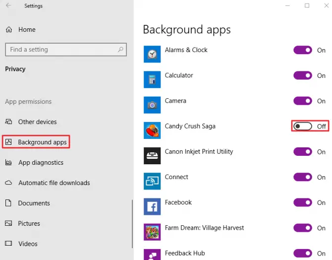 How to turn off background apps.