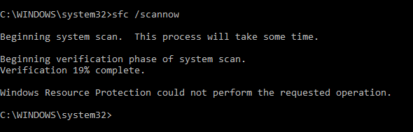 Windows Resource Protection Could Not Perform the Requested Operation