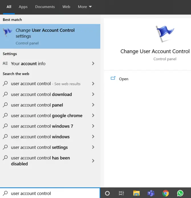 Open User Account Control

