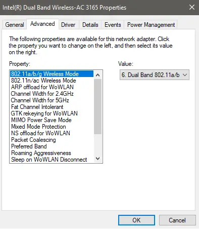 Change wireless mode to resolve WiFi connected but no internet