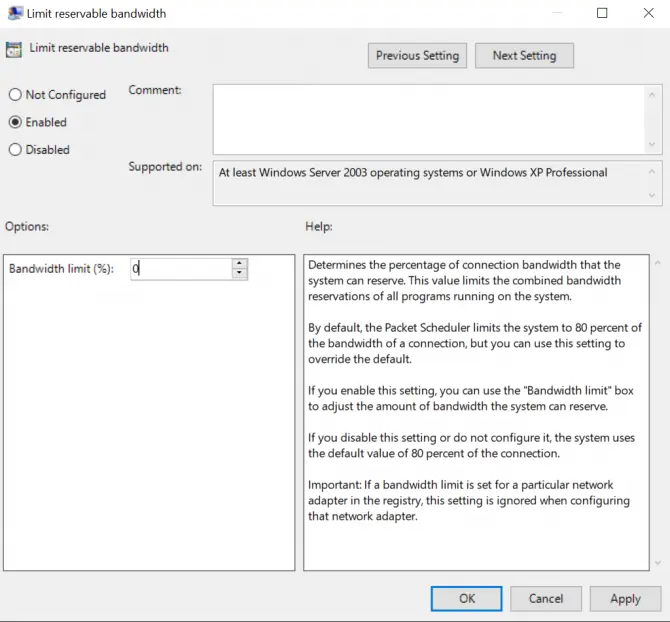 Limit reservable bandwidth