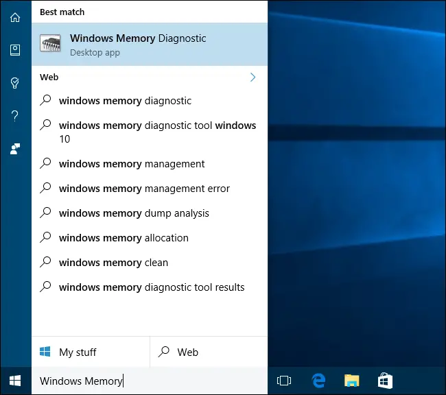 Windows Memory Diagnostic tool