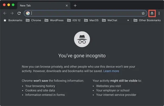 Chrome incognito mode