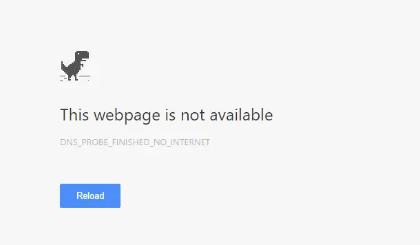 DNS_PROBE_FINISHED_NO_INTERNET error message in Google Chrome