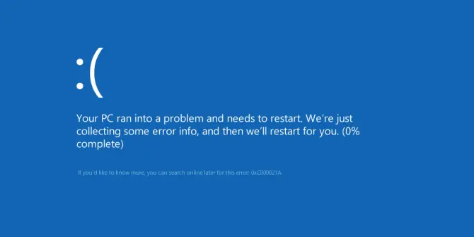 0xc000021a BSoD error screen