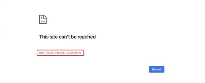 DNS_PROBE_FINISHED_NXDOMAIN error message on Google Chrome